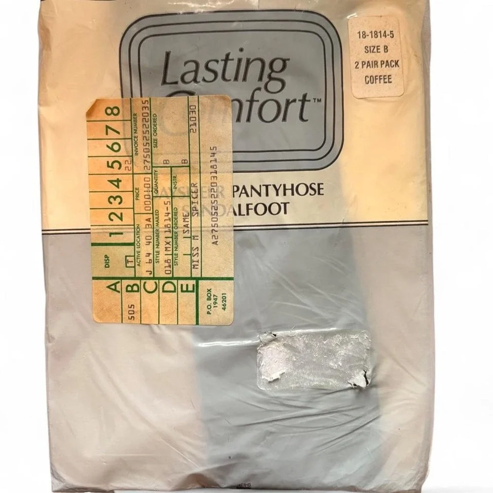 Vintage Lasting Comfort nylon pantyhose in size B. Two pair pack hosiery